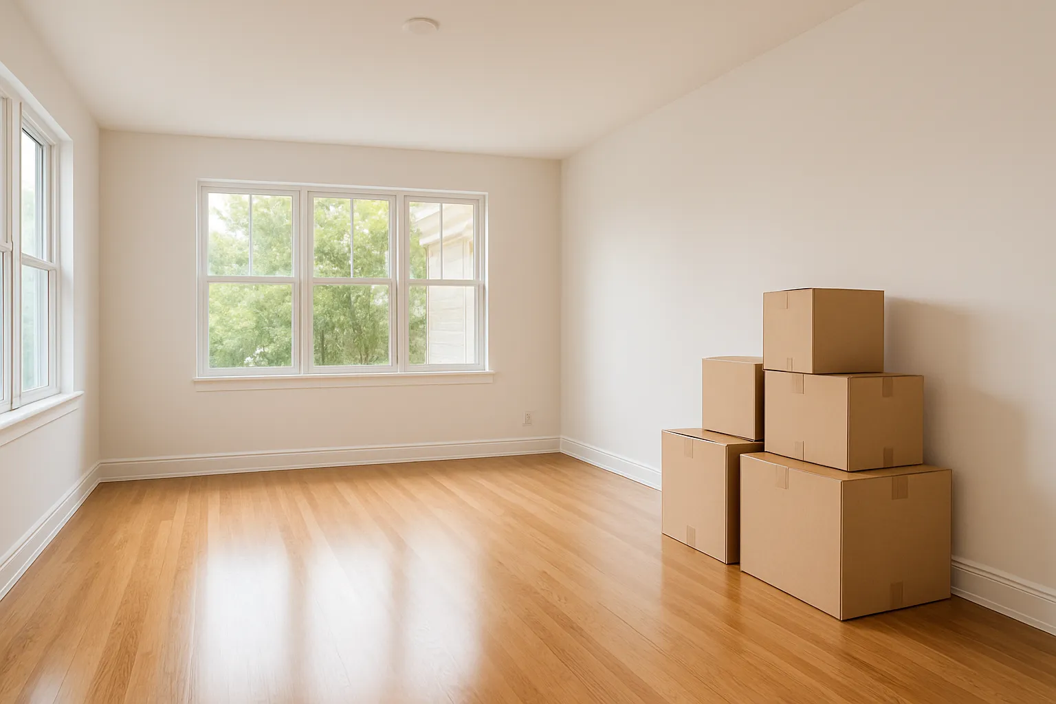 Empty living room ready for moving